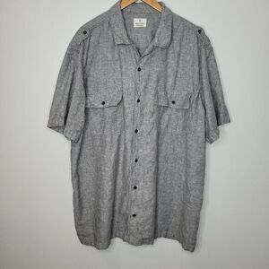 Mutual Weave‎ Shirt Men 3XLT Linen Short Sleeve Button Up